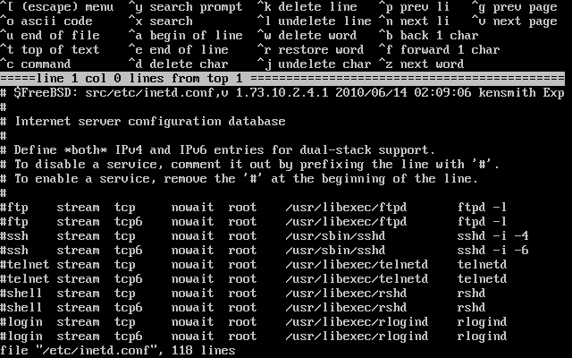 Edicin de inetd.conf
