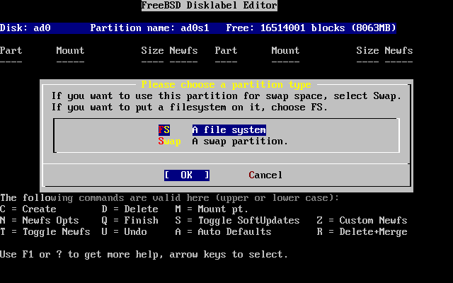 Root Partition буюу эх хуваалтын төрлийг сонгох