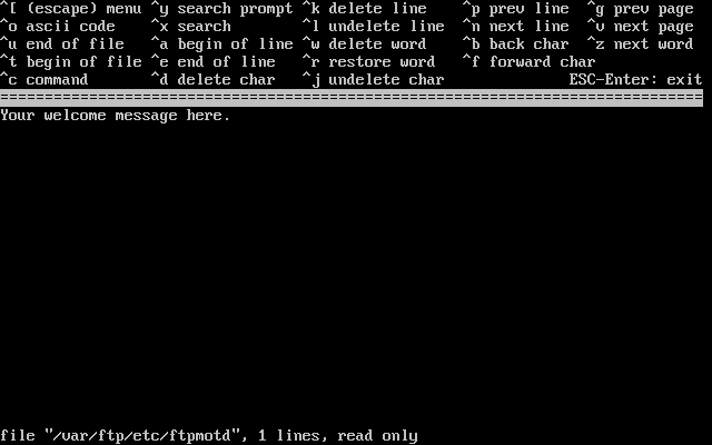 Edici�n del mensaje de bienvenida de FTP