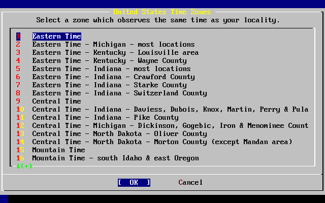 Elecci�n de zona horaria