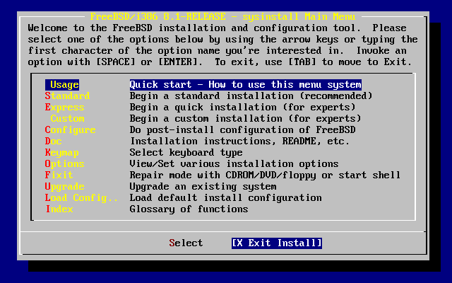 选择离开 Sysinstall