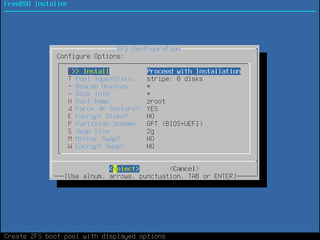 bsdinstall zfs menu
