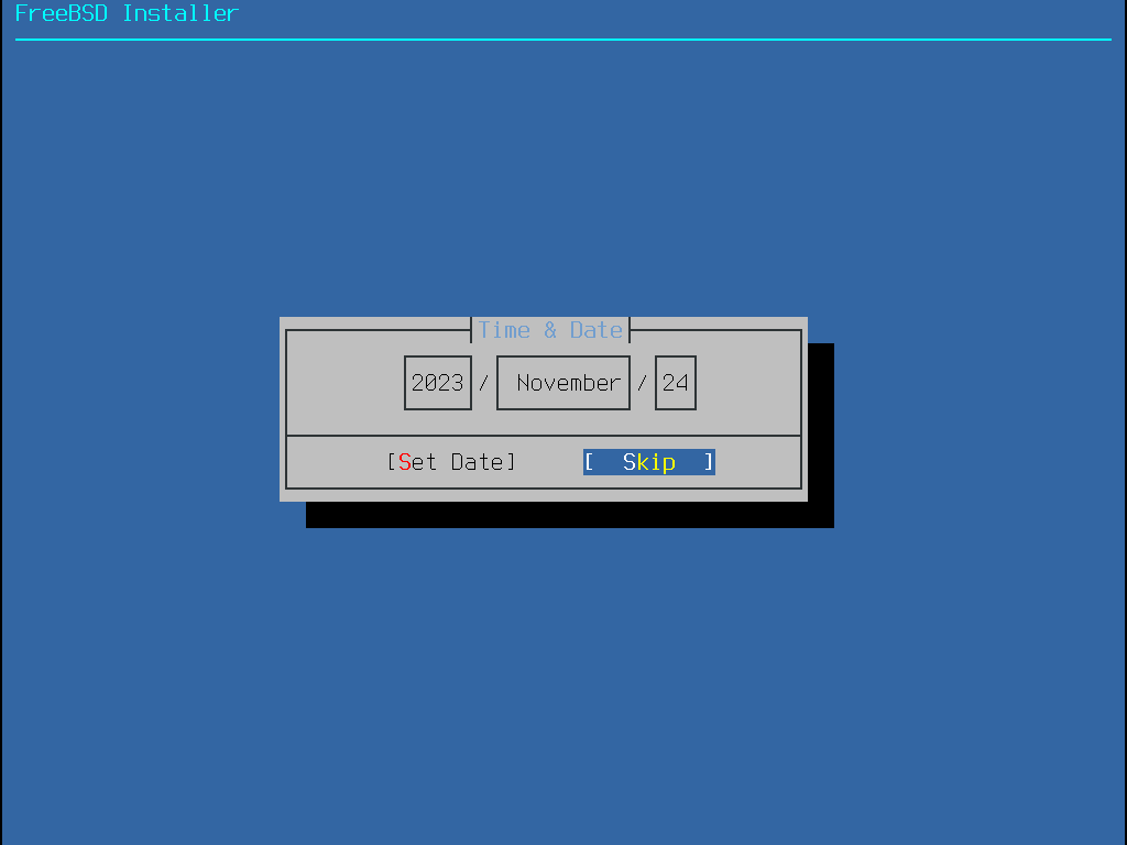 bsdinstall timezone date
