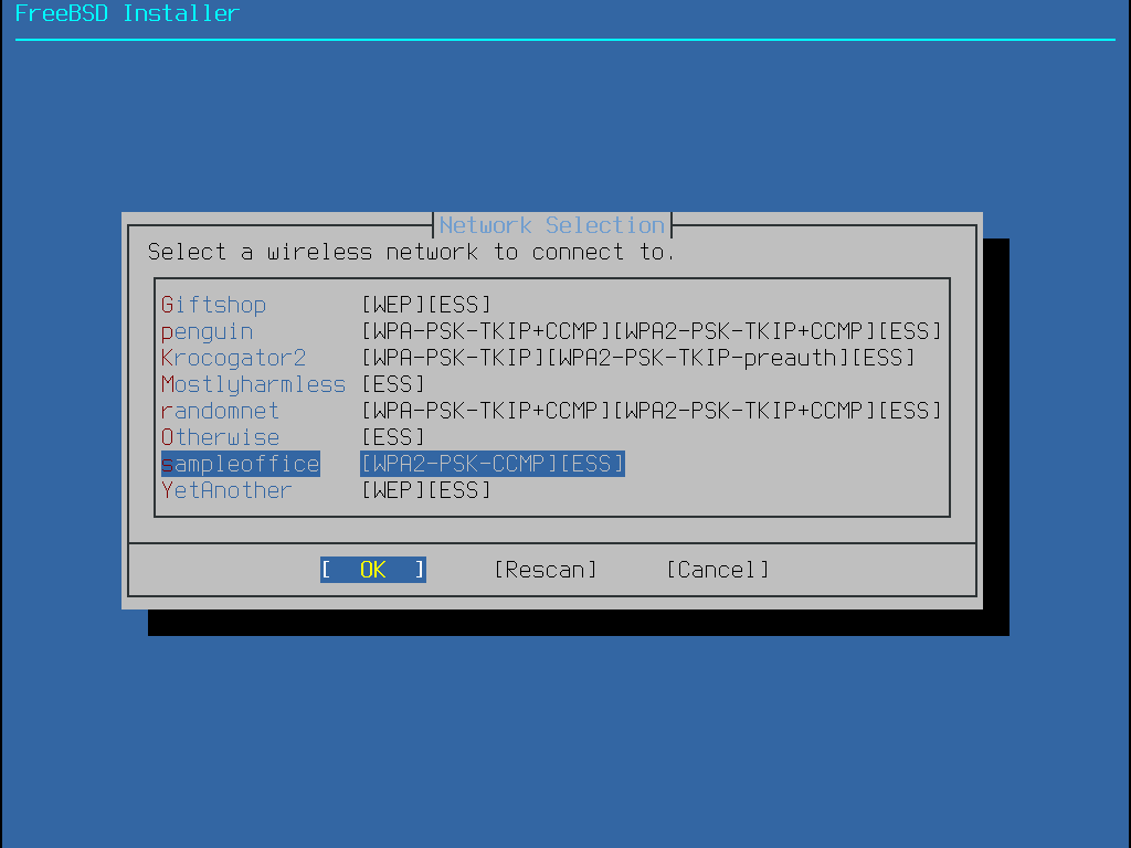 bsdinstall configure wireless accesspoints