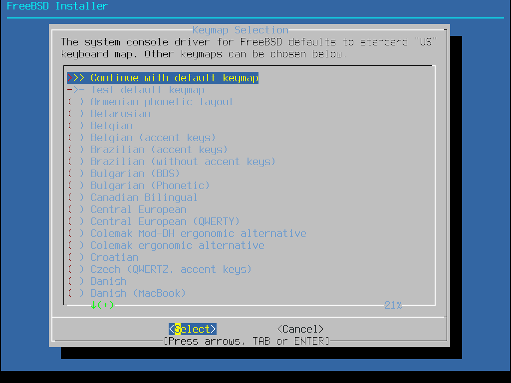 bsdinstall keymap 10