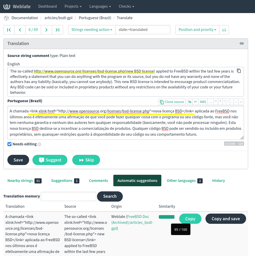 Weblate Sugestões Automáticas 03