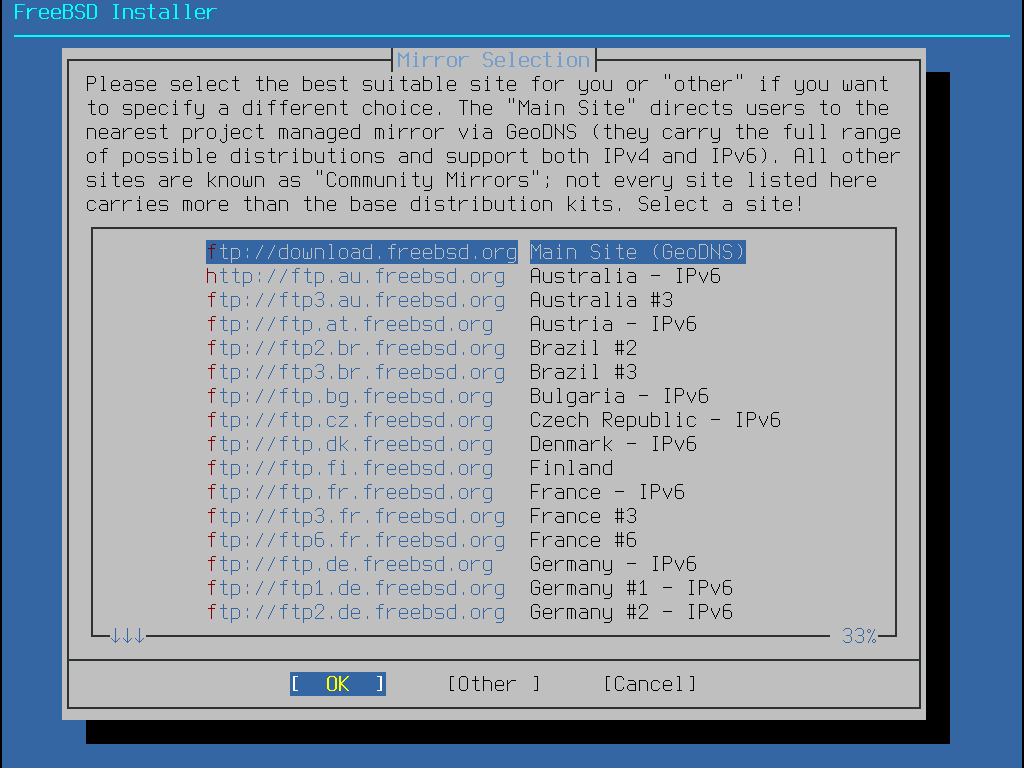 bsdinstall netinstall mirrorselect