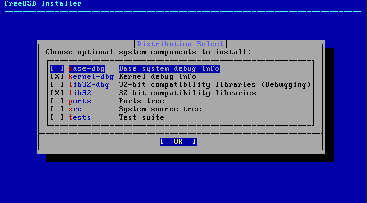 bsdinstall config components