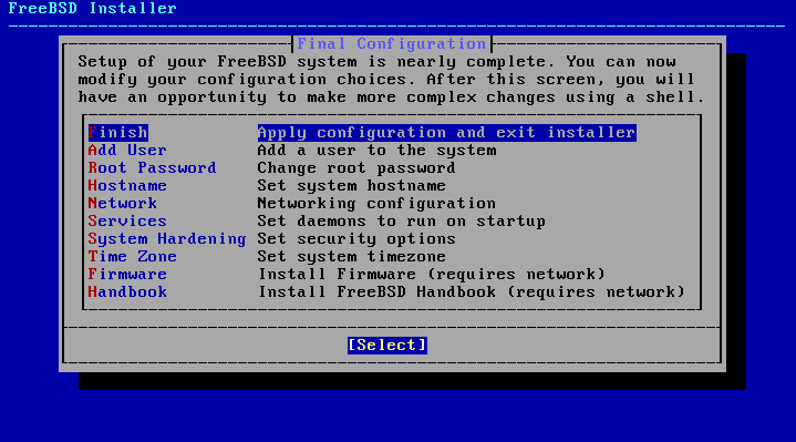 bsdinstall finalconfiguration