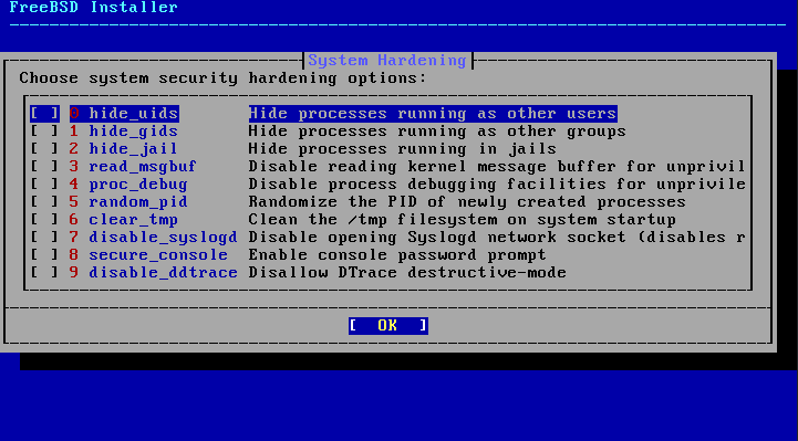 bsdinstall hardening