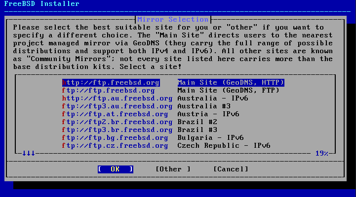 bsdinstall netinstall mirrorselect
