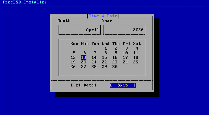 bsdinstall timezone date