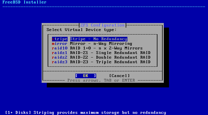 bsdinstall zfs vdev type