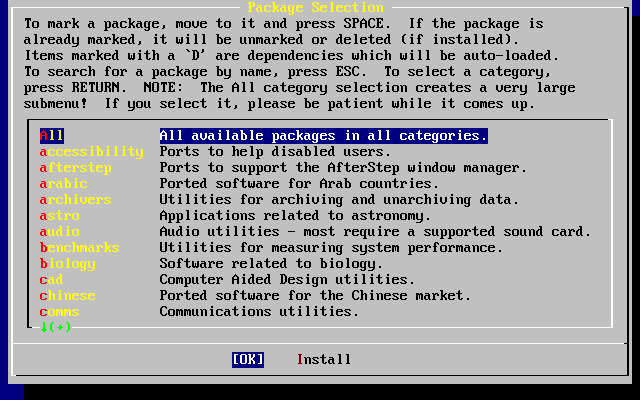 Package カテゴリの選択